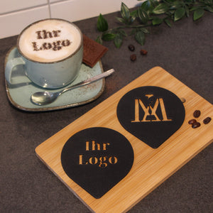 Kaffeeschablone mit eigenem Firmen Logo